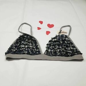 Victoria's Secret Sexy Gray Gingle Bells Triangle Bralette Bra Medium NWT